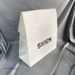 Sac de courrier en papier <span class=keywords><strong>kraft</strong></span> <span class=keywords><strong>blanc</strong></span> avec logo argenté, impression personnalisée de votre propre logo, sacs de livraison, sac d'emballage pour vêtements, <span class=keywords><strong>enveloppe</strong></span> rigide pour courrier - Product Image 3