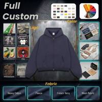 Vente en gros OEM ODM Sweat à capuche streetwear oversize uni en molleton bouclette lavé 380 GSM 100% Coton pour Hommes avec logo personnalisé