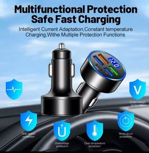 Nouveautés Chargeur de voiture rapide avec écran LED numérique Adaptateur rapide 33W 4 ports USB Type C PD Station de charge pour voiture - Product Image 3