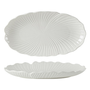 Piatto per Pesce in Ceramica Bianca <span class=keywords><strong>a</strong></span> <span class=keywords><strong>Forma</strong></span> <span class=keywords><strong>di</strong></span> <span class=keywords><strong>Barca</strong></span>, Stile Nordico, Piatto da Cena in Porcellana con Texture in Rilievo, Piatto <span class=keywords><strong>di</strong></span> Servizio per Ristorante - Product Image 5