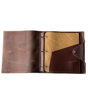 Fábrica al por mayor Premium personalizado libro billetera personalizada de cuero 3 anillas carpeta cuaderno álbum de fotos