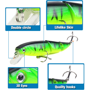 Leurre Minnow de qualité export 15,3g 11cm, appât artificiel en plastique en trois sections pour la pêche au bar, leurres d'eau moyenne - Product Image 3