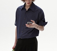 Chemise habillée à col cubain en lin personnalisée pour homme avec bouton, respirante, coupe ajustée, teinte unie, pour le sport, la détente et l'été
