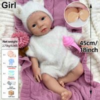 Poupée Reborn Bébé Fille Réaliste de 18 Pouces en Silicone, avec Fonction Boire et Peau Humide, Veines Visibles, Toucher Doux, Poupée Nouveau-né Réaliste