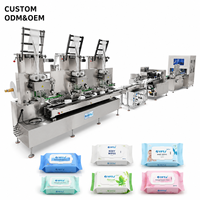 Machine automatique de fabrication de lingettes humides (5-30 pièces) avec ligne d'emballage multi-pièces à trois soudures latérales et contrôle PLC