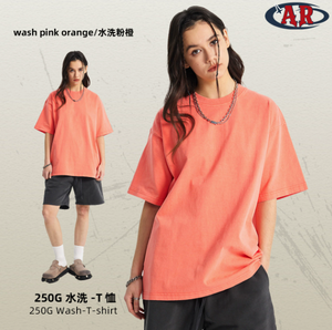 Camiseta Manshan de Algodón Grueso de 250G con Lavado Vintage y Efecto Desgastado para Hombre, Corte Holgado, Manga Corta, Color Sólido, Cuello Redondo, Modelo 8805 - Product Image 3