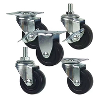 Roulettes universelles en PVC de 50 mm (2 pouces) avec tige filetée, roulettes pivotantes légères pour meubles et chariots