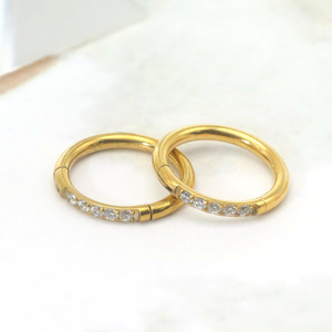 Titanium Steel Zircon <b>Nose</b> <b>Ring</b> <b>Silver</b> Round Channel Setting Body Piercing Jewelry Gift - Product Image 2