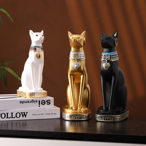 Figurines de chats égyptiens en résine Mystic Arts, lot de 3 statues décoratives pour la maison, le salon, l'entrée et le café - Product Image 2