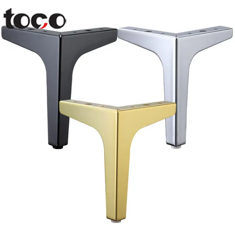 Toco – accessoire de quincaillerie de couleur personnalisée, en forme de Triangle en Y chromé, en métal diamant, en fer, pour meuble de lit, pieds de canapé, pieds de meubles