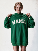 Sweat-shirt à col montant pour femme, longueur allongée, avec logo brodé personnalisé, pull décontracté pour femme