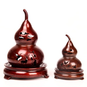 Brûleur d'encens chinois classique en laiton en forme de gourde, ornement porte-bonheur, brûleur d'encens en bois de santal, grue creuse créative - Product Image 1