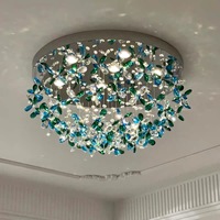 Lustre en cristal LED en laiton antique doré de luxe Pupu Rococo, style européen, grande taille, commande par interrupteur pour utilisation hôtelière