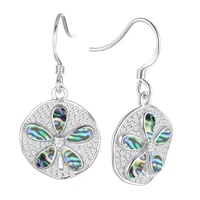 Boucles d'oreilles en argent sterling 925 avec incrustation de coquillages naturels, motif fleur hawaïenne, coquille d'ormeau, raie manta, boucles d'oreilles représentant la vie marine