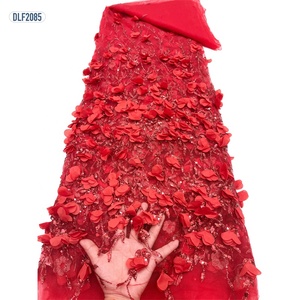 ผ้าตาข่ายลูกไม้สีเขียวเข้มผ้าลูกไม้3D สีเขียวเข้มหรูหราผ้าลูกไม้ปักสวยงามสำหรับชุดแต่งงานผ้าทูลแวววาว - Product Image 3