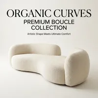 Ensemble de canapés sectionnels modernes nordiques, luxe léger, en tissu polaire d'agneau, rembourrés en éponge, design artistique incurvé, pour appartement, centre commercial, hôtel, villa