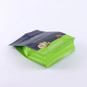 Cerniera personalizzata opaca per uso alimentare Stand Up Pouch foglio di alluminio a prova di umidità Snack anacardi pistacchio borsa a fondo piatto