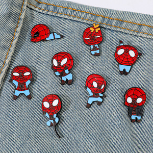 Broche de col créative en alliage électroplaqué émaillé, motif <span class=keywords><strong>Spider</strong></span>-<span class=keywords><strong>Man</strong></span> de dessin animé, avec technique d'huile coulante, personnage de super-héros - Product Image 2