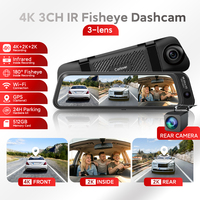 Caméra embarquée 4K Ultra HD 3 canaux, caméra de rétroviseur, caméra avant et arrière 4K, vision nocturne, caméra embarquée pour voiture