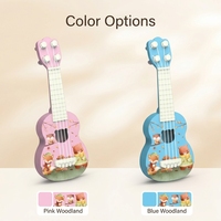 Creative Design Wood 4 String Cartoon Ukulele Cute Animal Pattern Acoustic Musical Instrument Wood Four-string Cartoon Ukulele