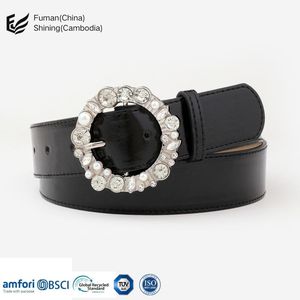 เข็มขัดเดินทางลำลองหนัง PU สำหรับผู้หญิงปรับแต่งได้เองพร้อมหัวเข็มขัดโลหะผสมโลหะแบบเรียบง่ายอุปกรณ์เสริมกางเกงแฮนด์เมด - Product Image 3