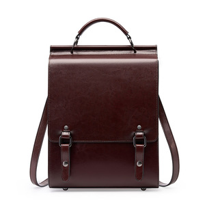 Mochila de Cuero Genuino Nueva, Estilo <span class=keywords><strong>Academia</strong></span> Británica para Mujer, Bolso Escolar, Mochila Retro de Cuero Vacuno Simple para Estudiantes Universitarios - Product Image 1