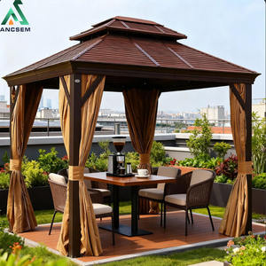 ANCSEM Gazebo de jardin de haute qualité, portable, moderne, durable, en aluminium, pour activités de plein air, gazebo de fête, toit rigide - Product Image 4