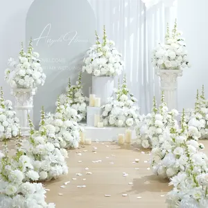 Centro de Mesa con Ramo de Rosas Artificiales Blancas de 19 Pulgadas para Decoración de Mesa de Boda - Product Image 2