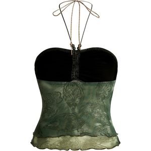FOXA Women's Boho Halter <b>Top</b> Sheer Ruffles Retro <b>70s</b> Party Outfit - Product Image 3