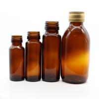 30ML 60ML 100ML 150ML 200ML 250ML Bouteille ronde de sirop contre la toux en verre ambré avec bouchon à vis et couvercle en plastique