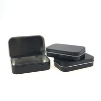 Mini petit conteneur vide étui Portable pour savon menthe biscuit petite boîte en métal noir avec couvercles à charnière