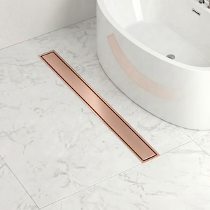 Desagüe de Ducha Rectangular Moderno de Acero Inoxidable Color Oro Rosa, Desagüe de <span class=keywords><strong>Piso</strong></span> Largo Invisible Vertical 2 <span class=keywords><strong>en</strong></span> 1 para Baño - Product Image 2