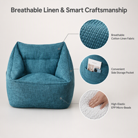 Fauteuil Poire OEM en Lin, Structure 3D Ergonomique, Chaise Longue à Dossier Haut avec Rembourrage EPP pour Salon, Vente en Gros