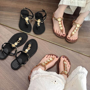 Nuevas Pantuflas de Mujer con Pedrería Plateada Brillante, Sandalias de Playa de Verano para Mujer, Sandalias Planas para Niñas - Product Image 1