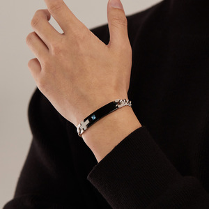 Bracelet d'identité personnalisé en acier inoxydable avec croix religieuse, plaque métallique vierge, chaîne <span class=keywords><strong>gourmette</strong></span>, ensemble de bijoux romantiques pour couples, vente en gros - Product Image 4