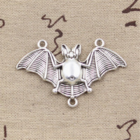 Breloques Connecteurs Chauve-souris Vampire Dracula 29x47mm, Couleur Argent Tibétain, Pendentifs pour Fabrication de Bijoux Antiques, Artisanat DIY Fait Main