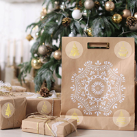 Rouleau d'autocollants de Noël de luxe avec estampage à chaud doré, étiquettes décoratives auto-adhésives pour emballage cadeau