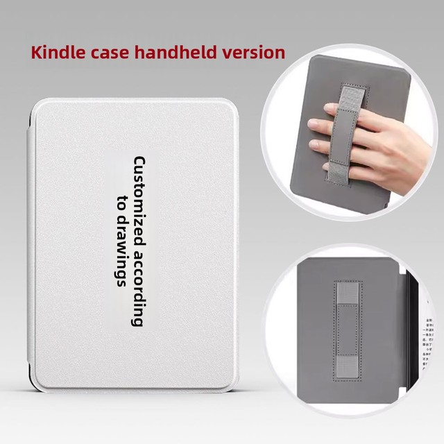 Customizable Kindle Paperwhite 11/12th Case White PU Leather Flip Cover with Hand Strap for Kindle Colorsoft Sublimation Ready