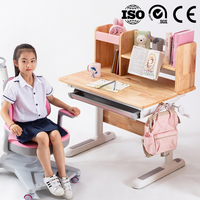 Table d'étude moderne en bois pour enfants, hauteur réglable, plateau nettoyable, étagère profonde, grand rangement pour l'école et les supermarchés