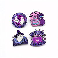 Lot de broches émaillées rondes phosphorescentes en métal, motif chauves-souris fantômes, pour vêtements, sacs, cadeaux