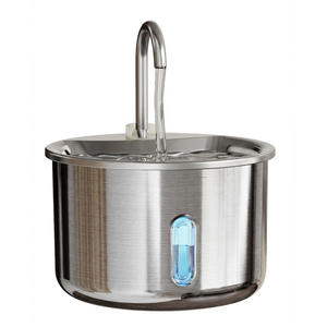 Fontaine à eau pour animaux de compagnie en acier inoxydable avec fenêtre de visualisation, distributeur d'eau automatique pour chat et chien, circulation électrique, 0,7 kg, détachable - Product Image 1