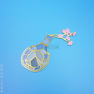 Marcapáginas de Metal Calado con Forma de Florero Transparente, Color Dorado, 45mm, Papelería, Colores Surtidos, Troquelado e Impresión - Product Image 1