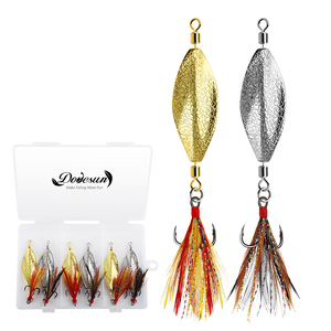 Leurres de pêche en rivière professionnels, cuillères métalliques argentées et dorées, jigging, avec 2 hameçons triples, pour la pêche au bar, à la truite, au brochet et au saumon - Product Image 1