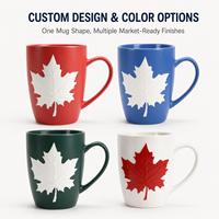 Souvenirs touristiques du Canada, tasses en céramique avec motif feuille d'érable pour cadeaux en gros, disponibles en plusieurs couleurs, personnalisation OEM ODM