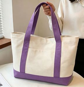 Eco-Friendly <b>Large</b> <b>Canvas</b> Tote <b>Bags</b> with Pockets Reusable Grocery Shopping <b>Bags</b> - Product Image 1