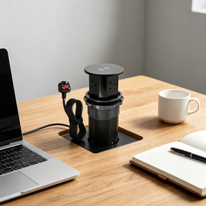 Caché dans la cuisine de table Table de travail Levage électrique Pop up <span class=keywords><strong>Prise</strong></span> de bureau avec charge sans fil - Product Image 4