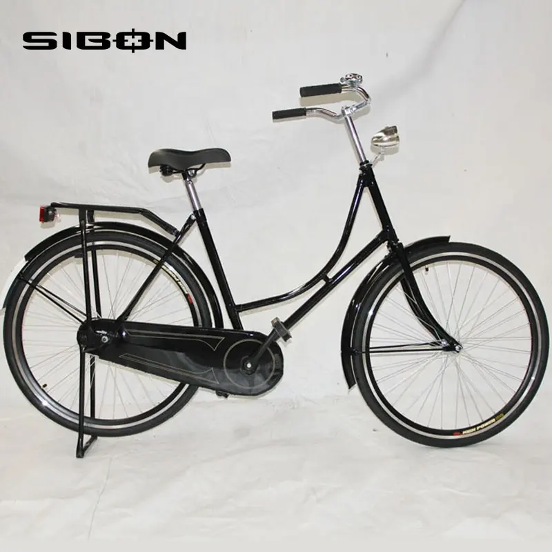 Sibon 28 Inch Zwart Koolstofstaal Frame Vintage Stijl Nederlandse City Bike Holland Met Led Licht En Pomp