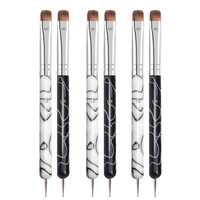 Pinceau professionnel double tête en marbre de haute qualité pour nail art, ovale plat, stylo gel UV français avec outil de pointillage métallique pour manucure DIY