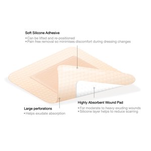 Pansement en mousse de silicone avec bordure douce 3x3 pour plaies de lit - Product Image 2