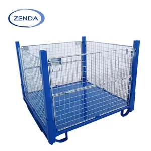 China Manufacturer Customizable Galvanized Heavy Duty Metal Collapsible Mesh Steel Stillage Cage